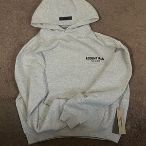 Essentials Light Heather Gray Hoodie with Black Logo
